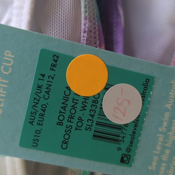 Sea Level Bikini Top NWT Size 10 Botanica Cross Front - lifting - Picture 9 of 11